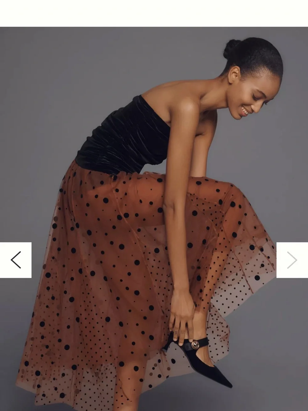 Anthropologie Polka Dot Tulle Maxi Skirt Women’s Medium Taupe